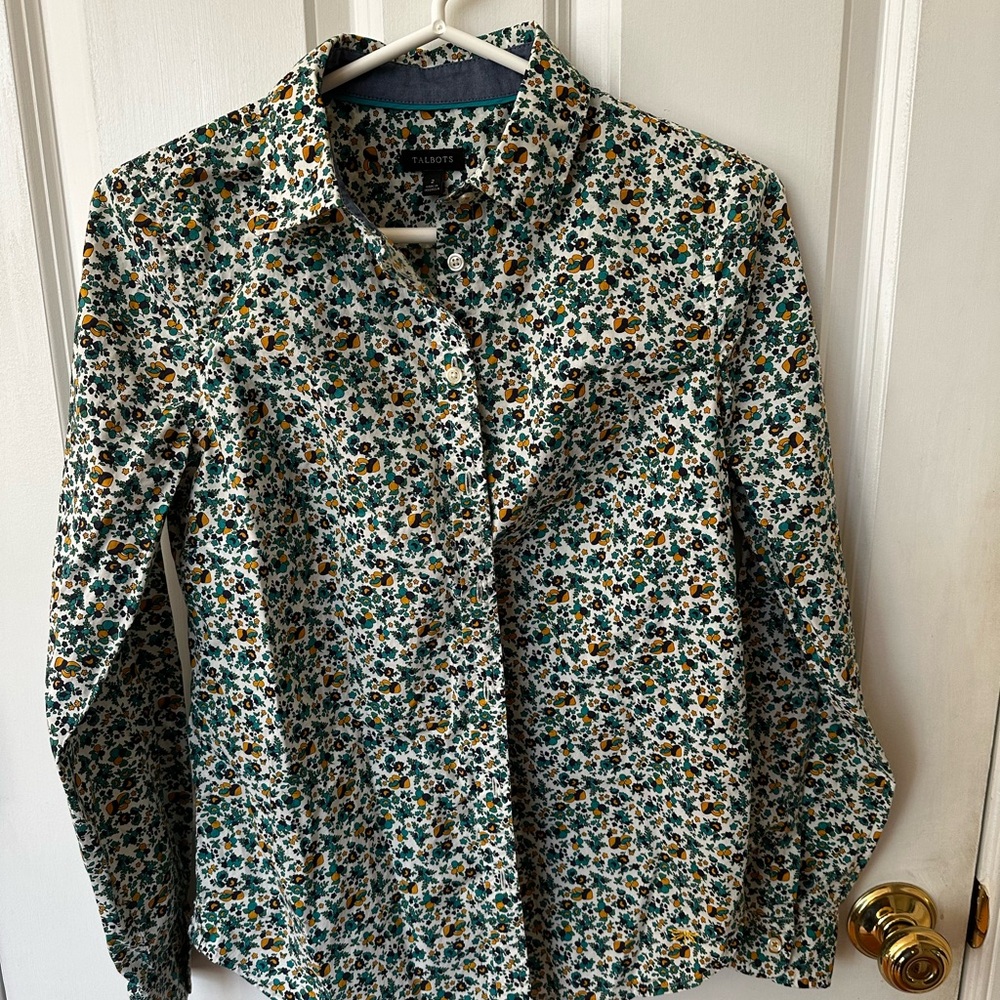 Talbots Multicolor Floral Woman's Button Down Blouse